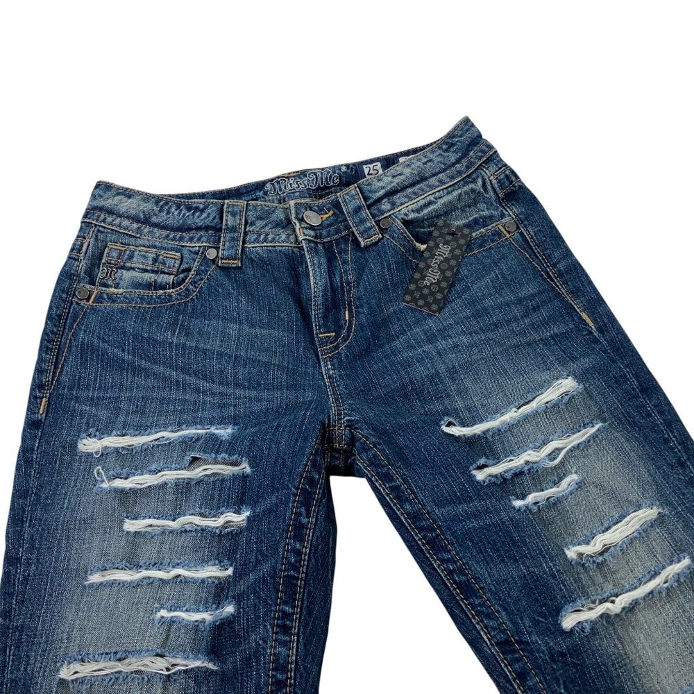 Miss Me Boyfriend Ankle Jeans Womens Size 25 Distressed Denim NWT